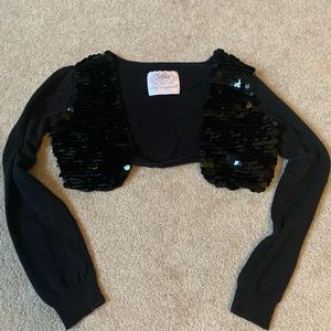 Justice sequin cropped shrug